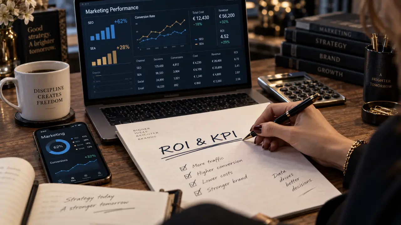 MBA marketing digital, ROI et KPI marketing sur bureau