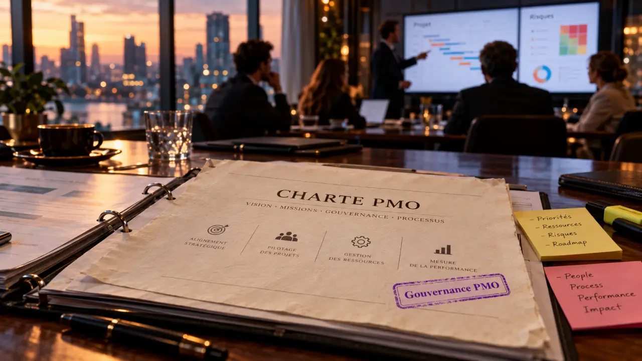 Program management office : charte PMO et gouvernance en salle de réunion
